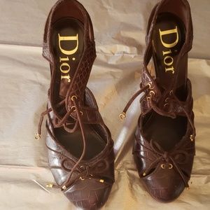 Christian Dior Croc Deco lace-up heels